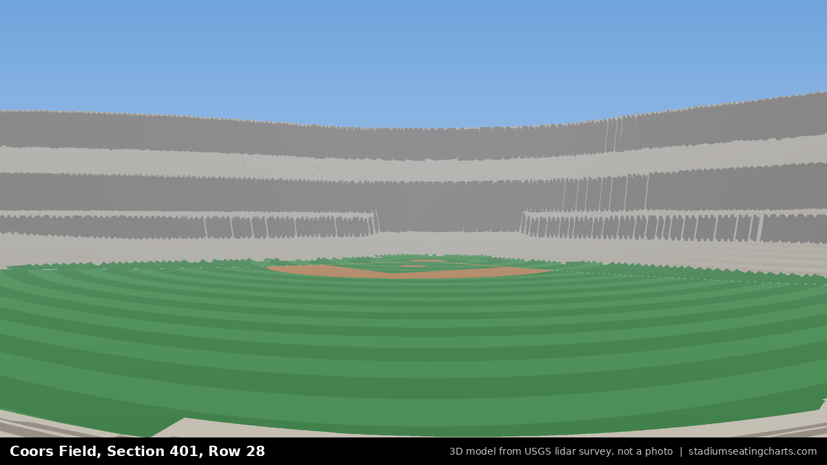 View from Coors Field Section 401, Row 28, looking toward the pitcher's mound
