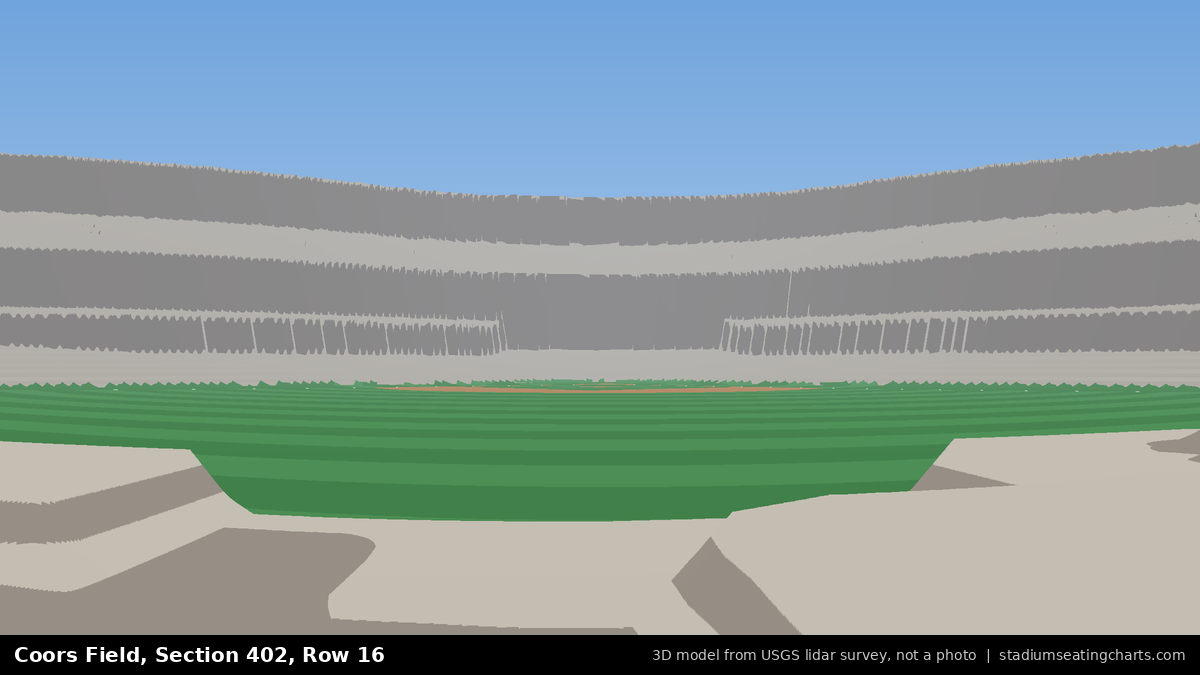 View from Coors Field Section 402, Row 16, looking toward the pitcher's mound