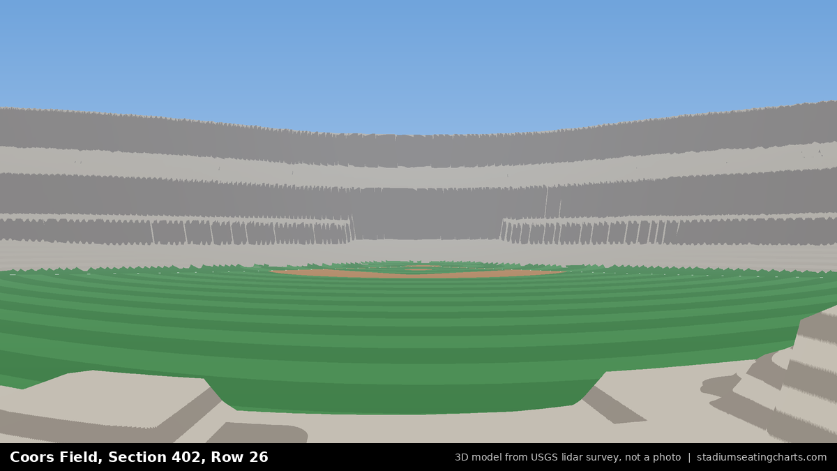 View from Coors Field Section 402, Row 26, looking toward the pitcher's mound