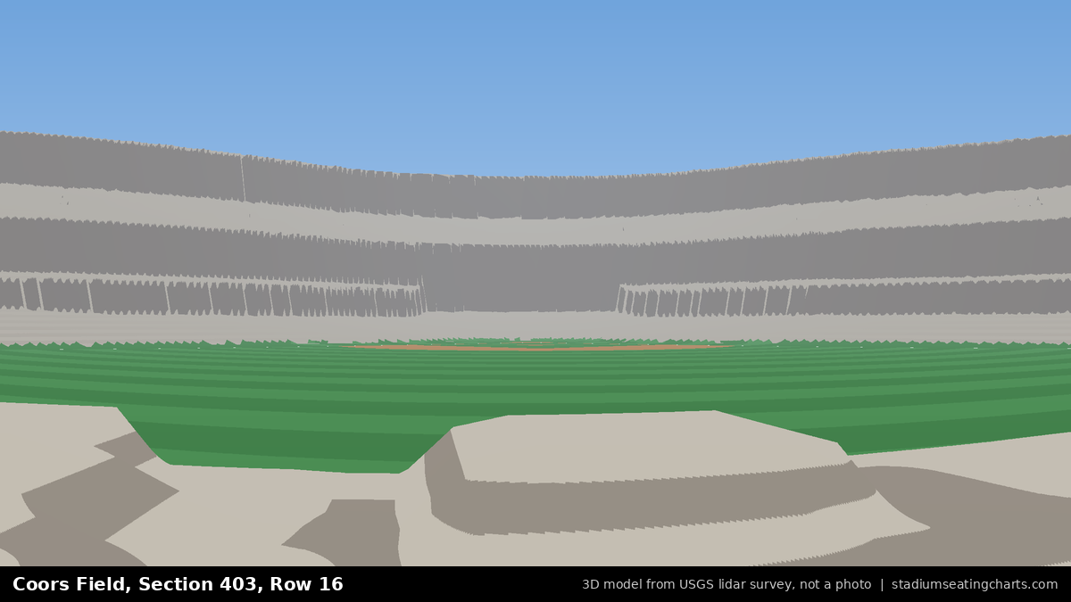 View from Coors Field Section 403, Row 16, looking toward the pitcher's mound