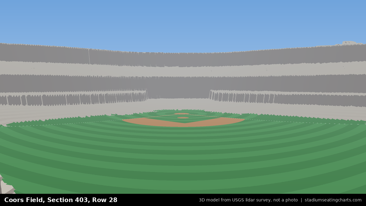 View from Coors Field Section 403, Row 28, looking toward the pitcher's mound