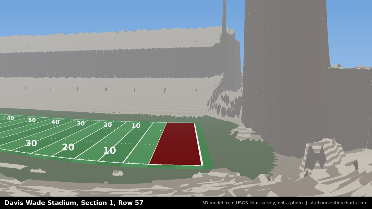 View from Davis Wade Stadium Section 1, Row 57, looking toward the field