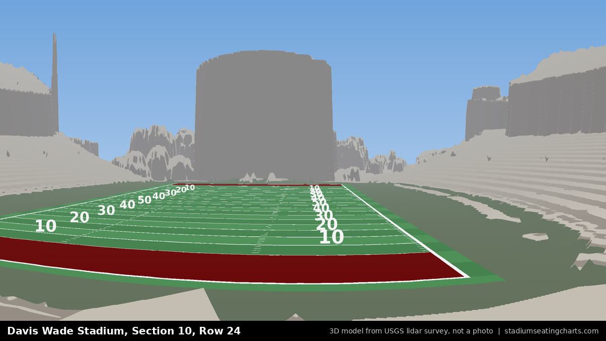 View from Davis Wade Stadium Section 10, Row 24, looking toward the field