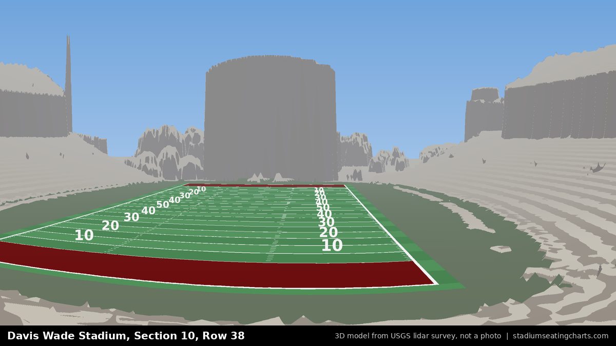 View from Davis Wade Stadium Section 10, Row 38, looking toward the field