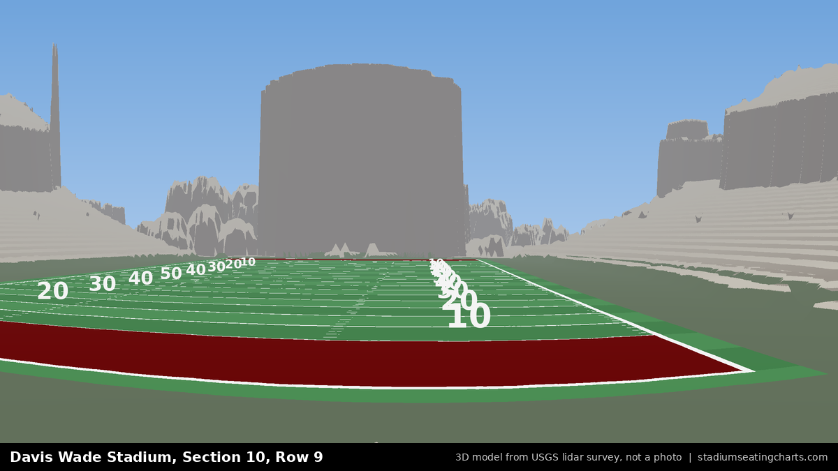 View from Davis Wade Stadium Section 10, Row 9, looking toward the field