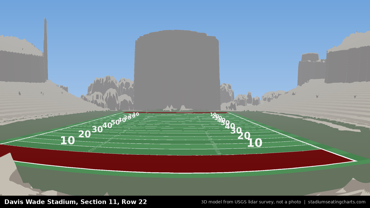 View from Davis Wade Stadium Section 11, Row 22, looking toward the field