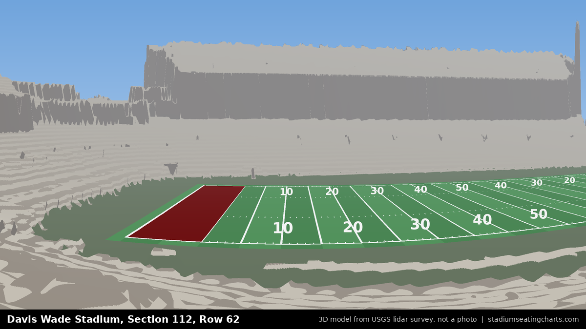 View from Davis Wade Stadium Section 112, Row 62, looking toward the field