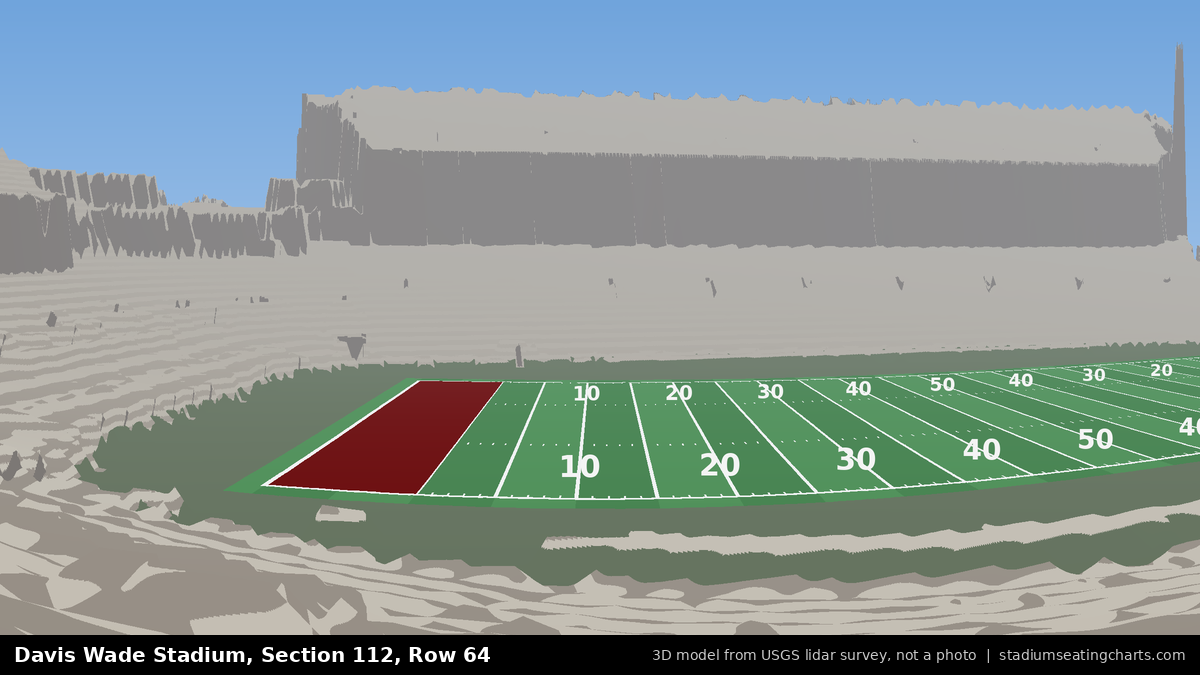 View from Davis Wade Stadium Section 112, Row 64, looking toward the field