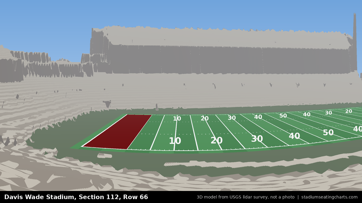 View from Davis Wade Stadium Section 112, Row 66, looking toward the field