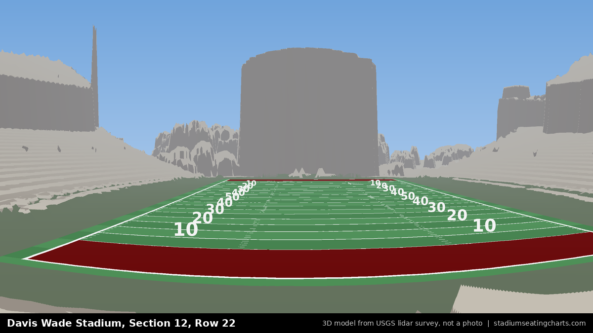 View from Davis Wade Stadium Section 12, Row 22, looking toward the field
