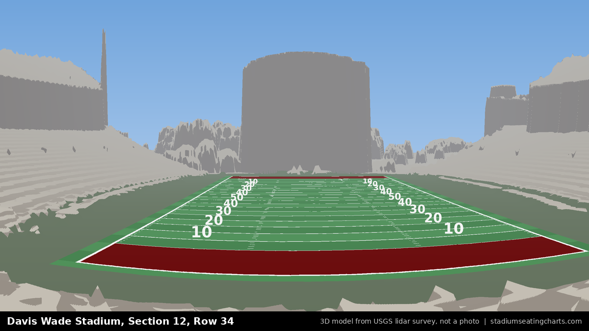 View from Davis Wade Stadium Section 12, Row 34, looking toward the field