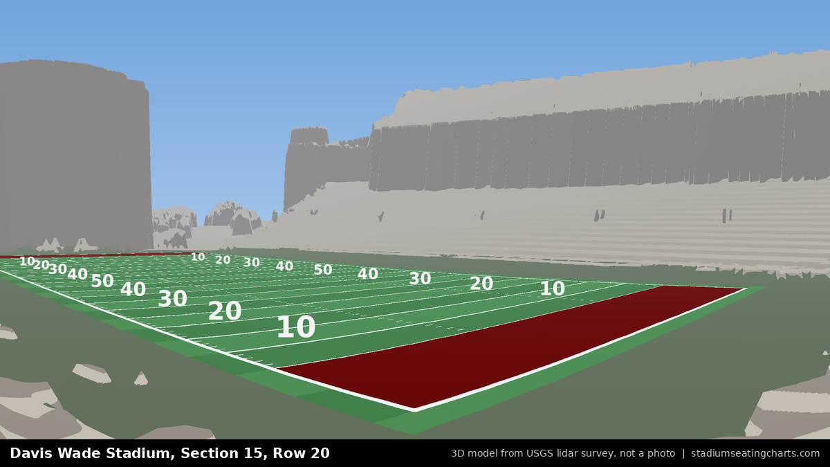 View from Davis Wade Stadium Section 15, Row 20, looking toward the field