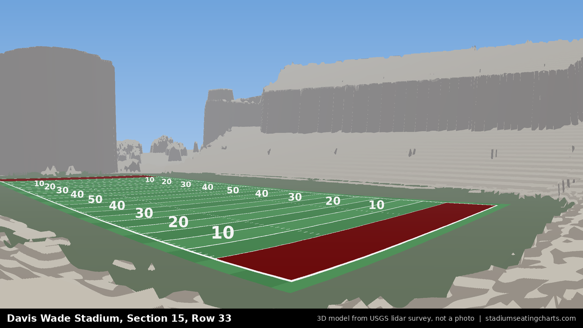 View from Davis Wade Stadium Section 15, Row 33, looking toward the field