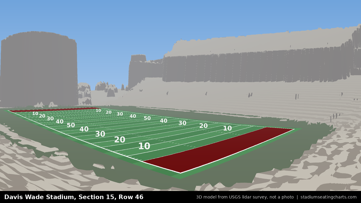 View from Davis Wade Stadium Section 15, Row 46, looking toward the field