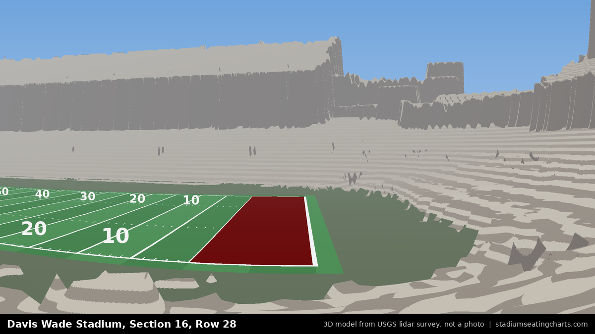 View from Davis Wade Stadium Section 16, Row 28, looking toward the field