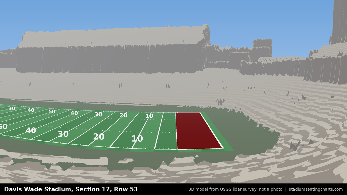 View from Davis Wade Stadium Section 17, Row 53, looking toward the field