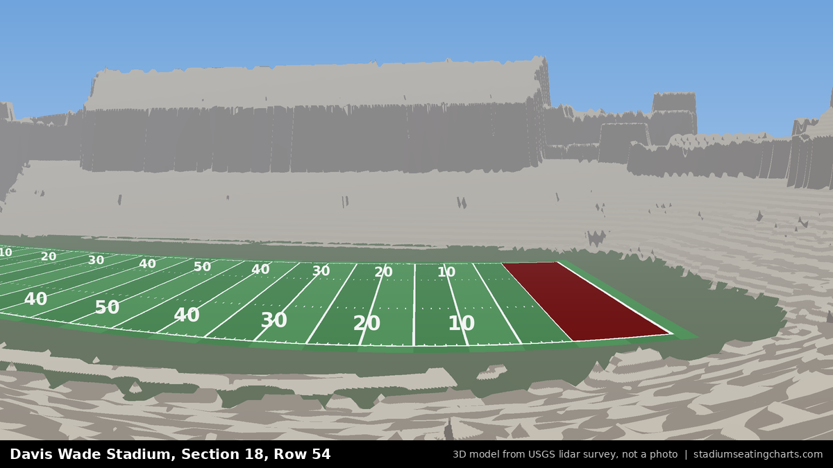 View from Davis Wade Stadium Section 18, Row 54, looking toward the field