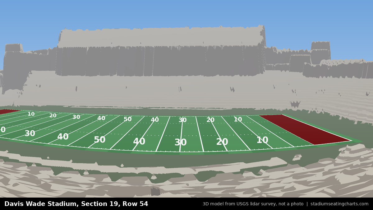 View from Davis Wade Stadium Section 19, Row 54, looking toward the field