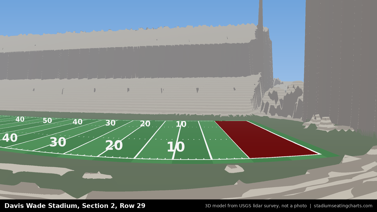 View from Davis Wade Stadium Section 2, Row 29, looking toward the field