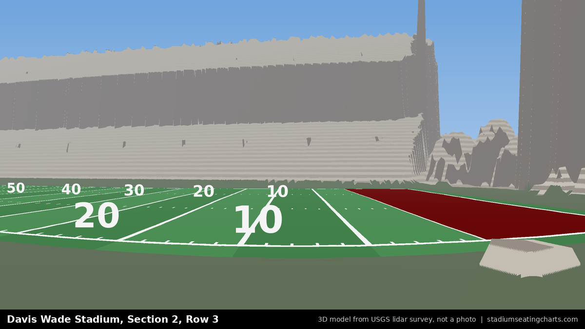 View from Davis Wade Stadium Section 2, Row 3, looking toward the field