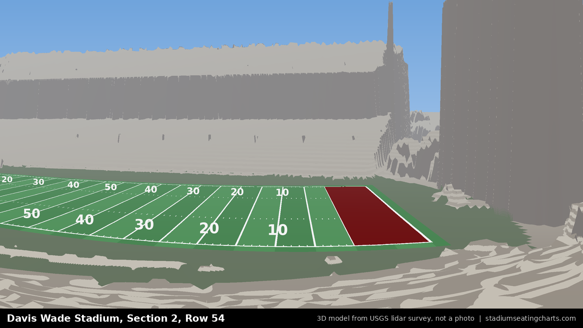 View from Davis Wade Stadium Section 2, Row 54, looking toward the field