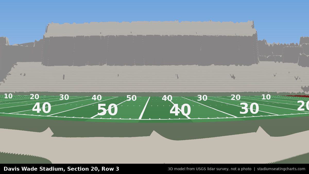 View from Davis Wade Stadium Section 20, Row 3, looking toward the field