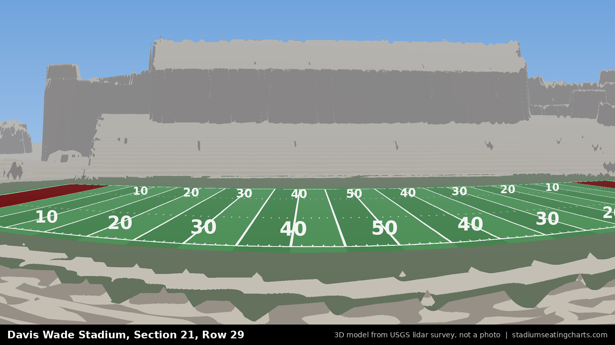 View from Davis Wade Stadium Section 21, Row 29, looking toward the field