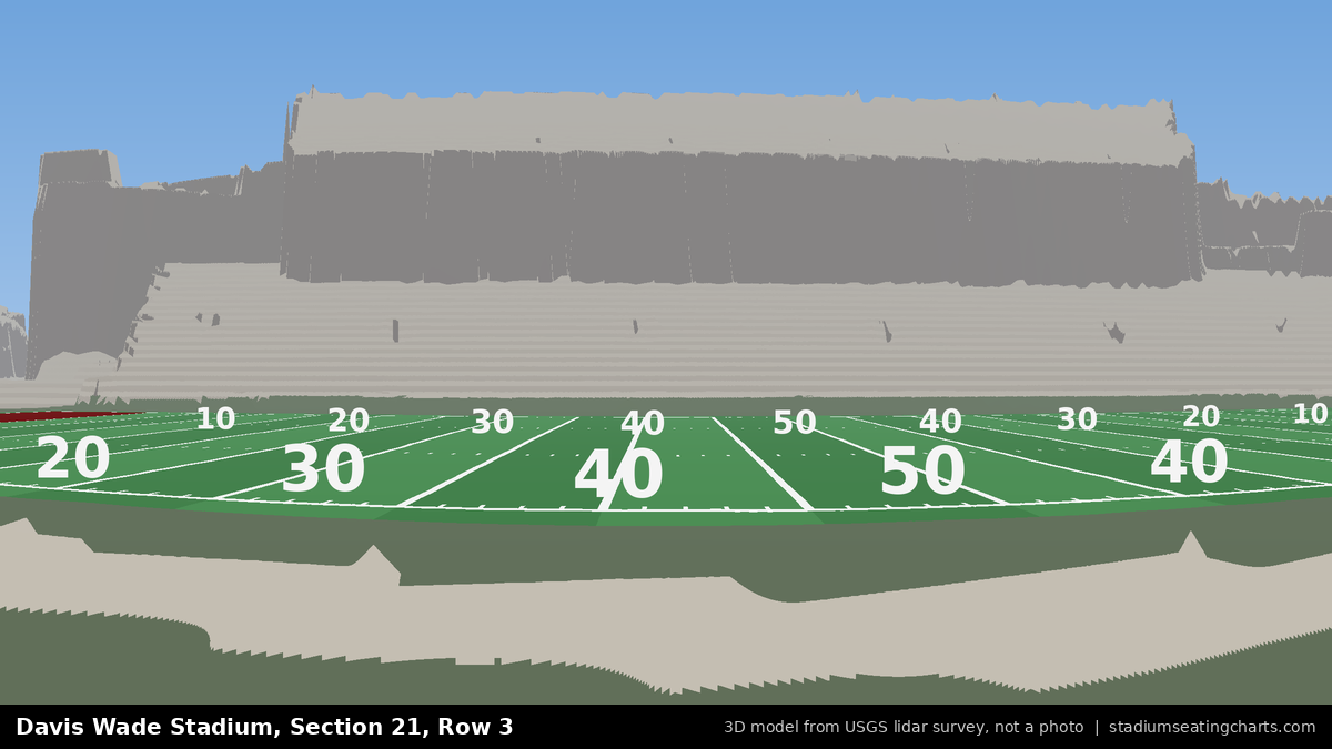 View from Davis Wade Stadium Section 21, Row 3, looking toward the field
