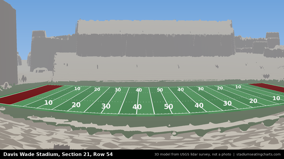 View from Davis Wade Stadium Section 21, Row 54, looking toward the field