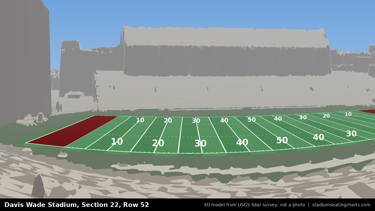 View from Davis Wade Stadium Section 22, Row 52, looking toward the field