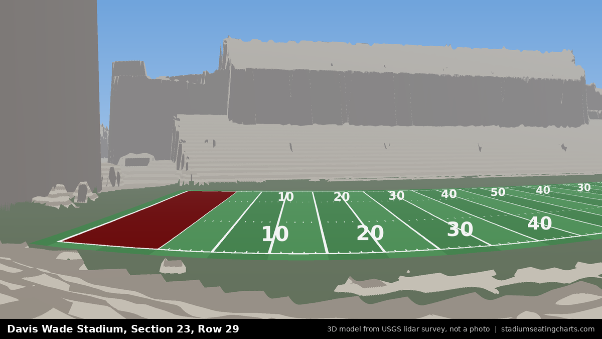 View from Davis Wade Stadium Section 23, Row 29, looking toward the field
