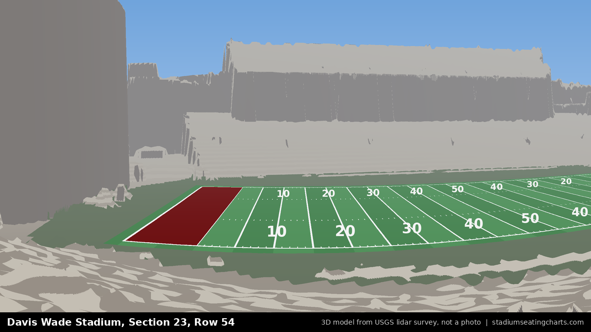 View from Davis Wade Stadium Section 23, Row 54, looking toward the field