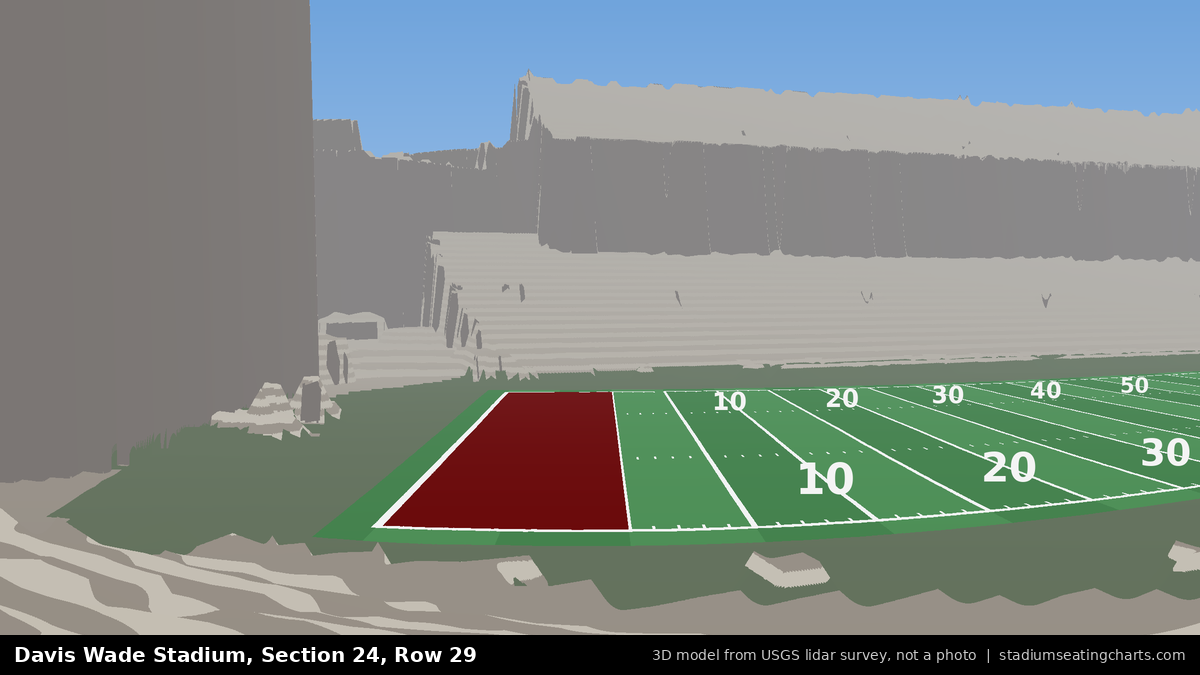 View from Davis Wade Stadium Section 24, Row 29, looking toward the field