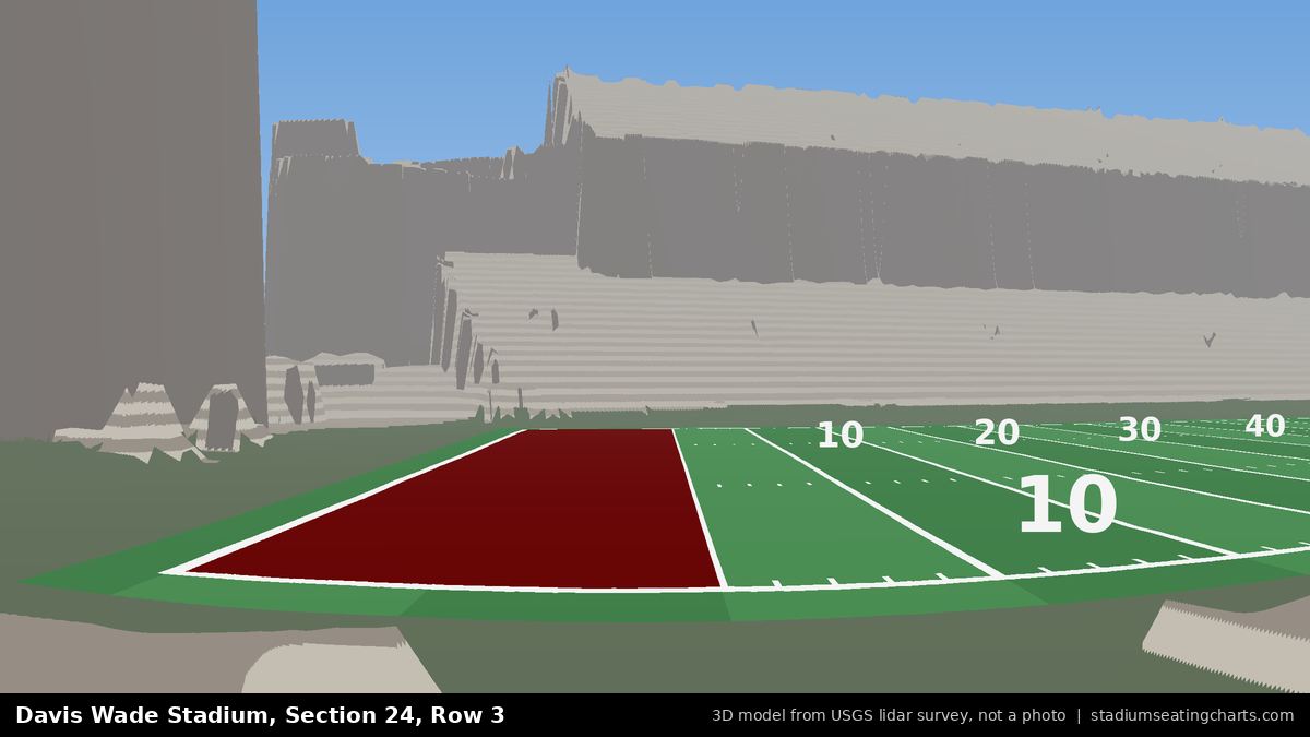 View from Davis Wade Stadium Section 24, Row 3, looking toward the field