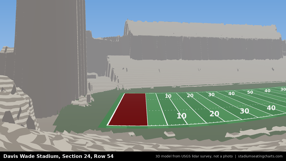 View from Davis Wade Stadium Section 24, Row 54, looking toward the field