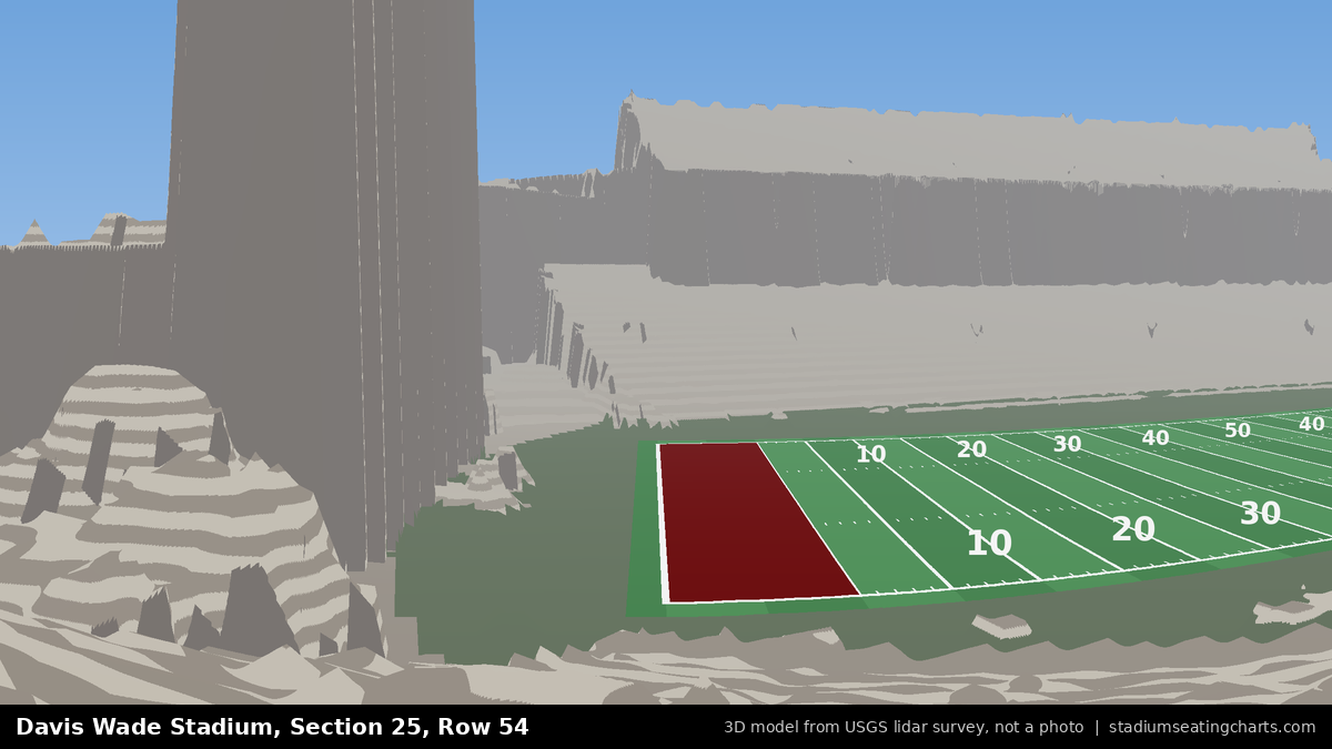 View from Davis Wade Stadium Section 25, Row 54, looking toward the field