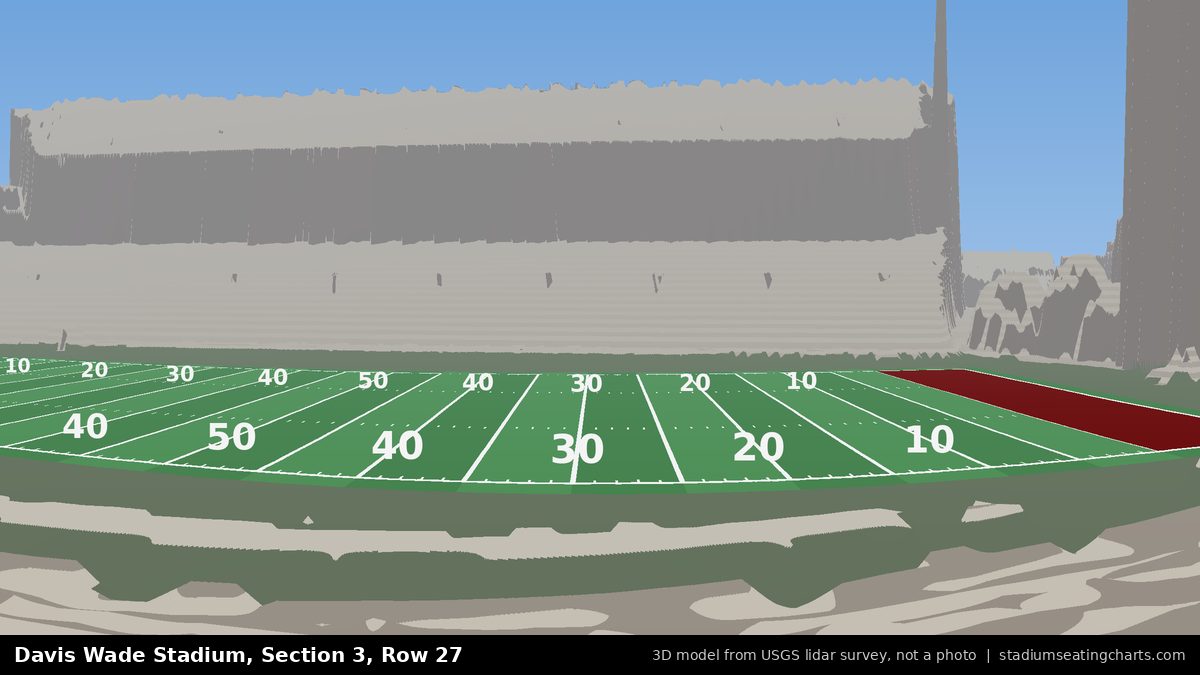 View from Davis Wade Stadium Section 3, Row 27, looking toward the field