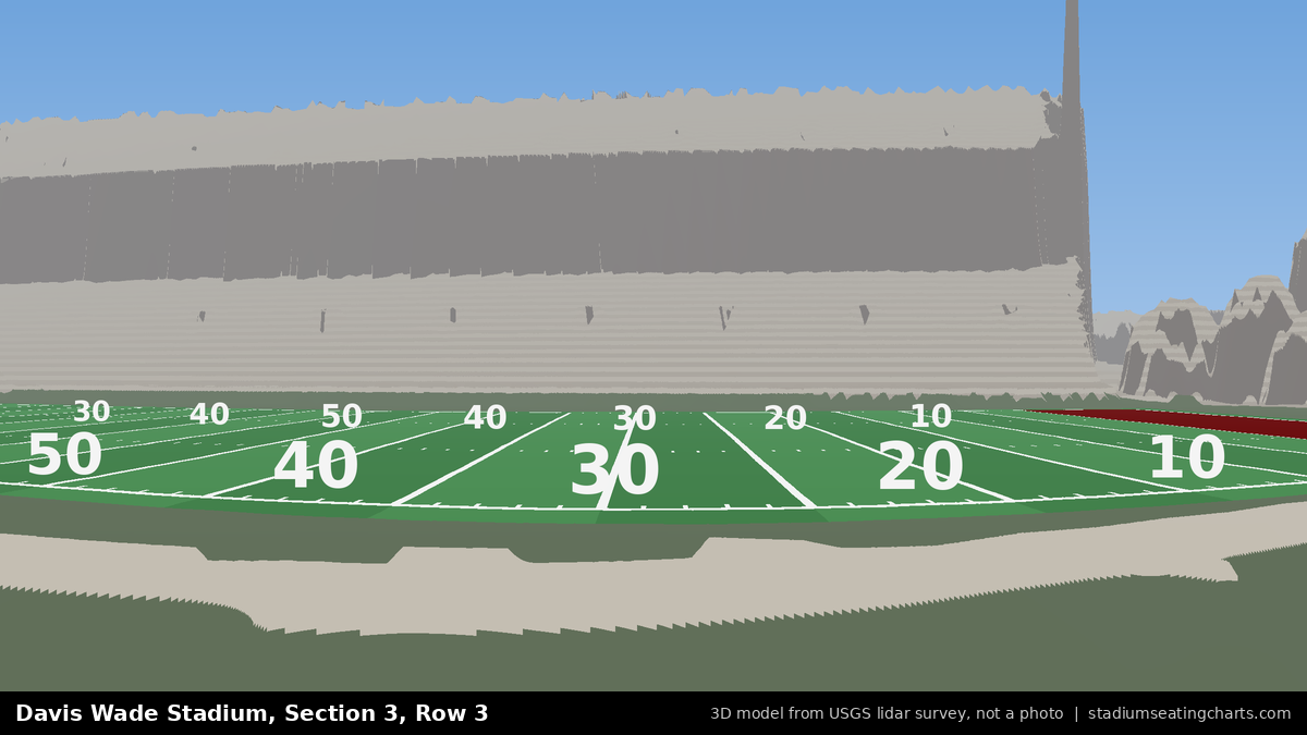 View from Davis Wade Stadium Section 3, Row 3, looking toward the field