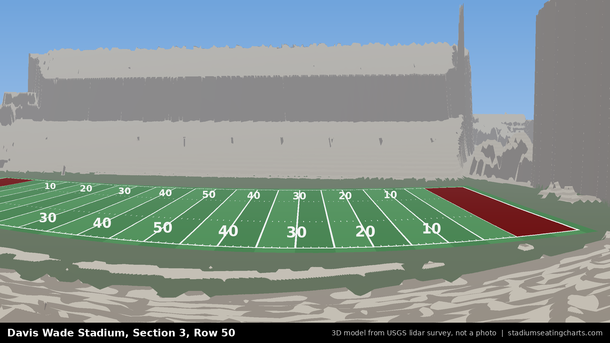 View from Davis Wade Stadium Section 3, Row 50, looking toward the field