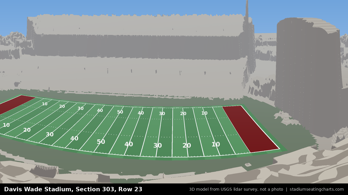 View from Davis Wade Stadium Section 303, Row 23, looking toward the field
