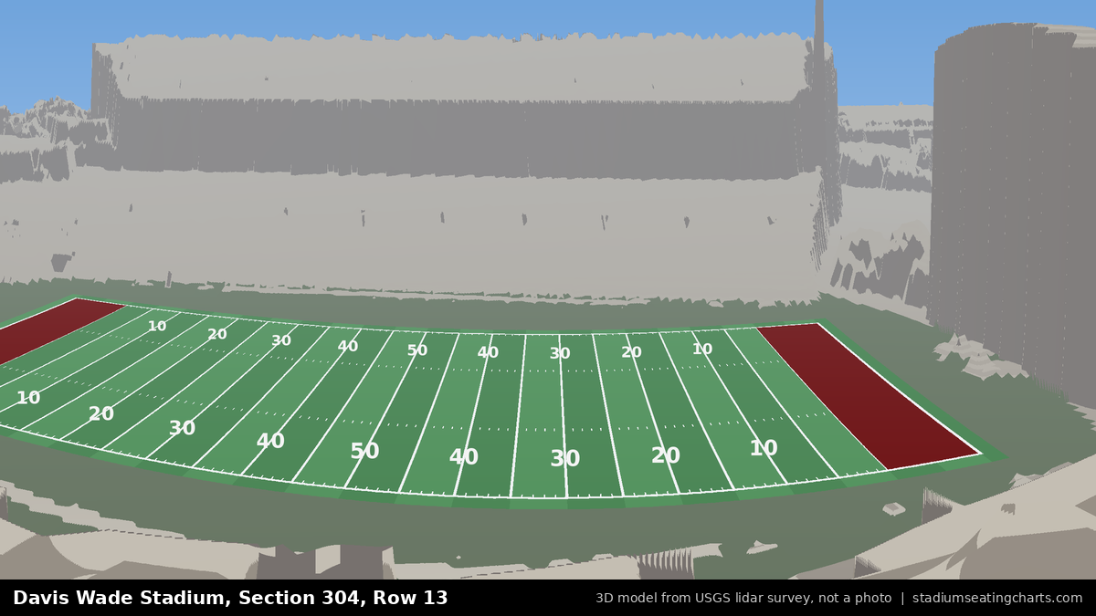 View from Davis Wade Stadium Section 304, Row 13, looking toward the field