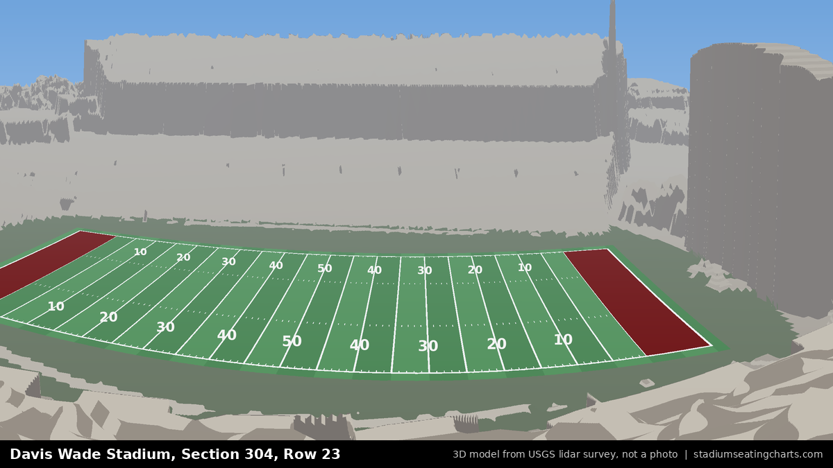 View from Davis Wade Stadium Section 304, Row 23, looking toward the field