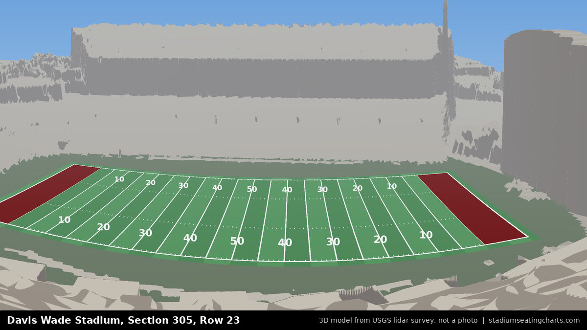View from Davis Wade Stadium Section 305, Row 23, looking toward the field