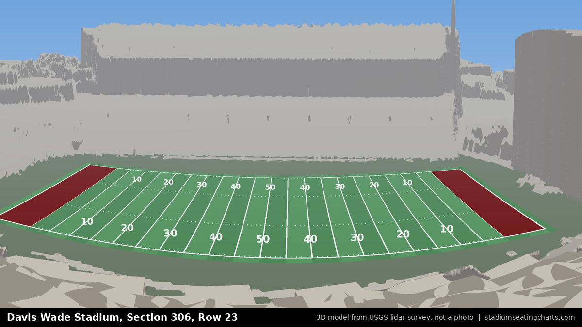 View from Davis Wade Stadium Section 306, Row 23, looking toward the field