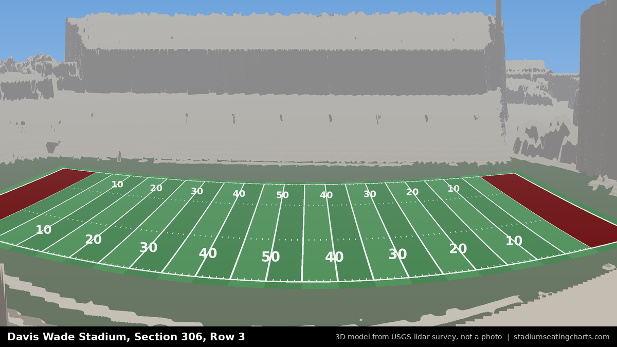 View from Davis Wade Stadium Section 306, Row 3, looking toward the field
