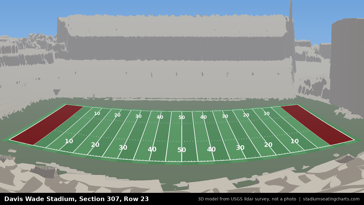 View from Davis Wade Stadium Section 307, Row 23, looking toward the field