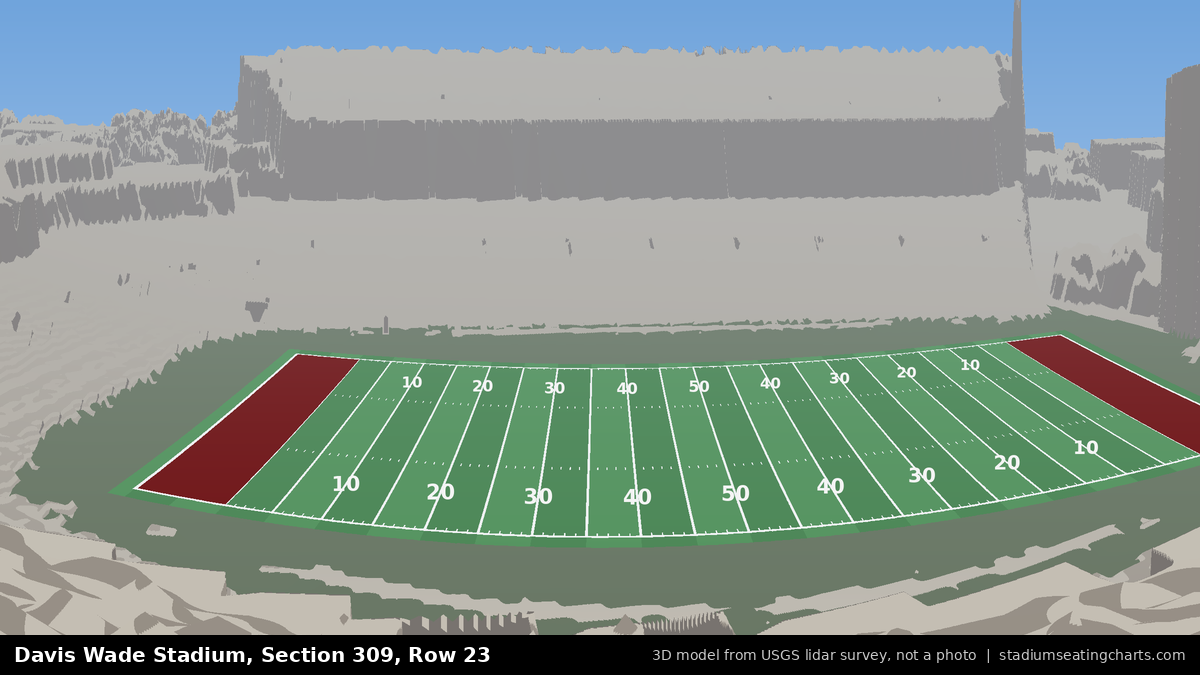 View from Davis Wade Stadium Section 309, Row 23, looking toward the field