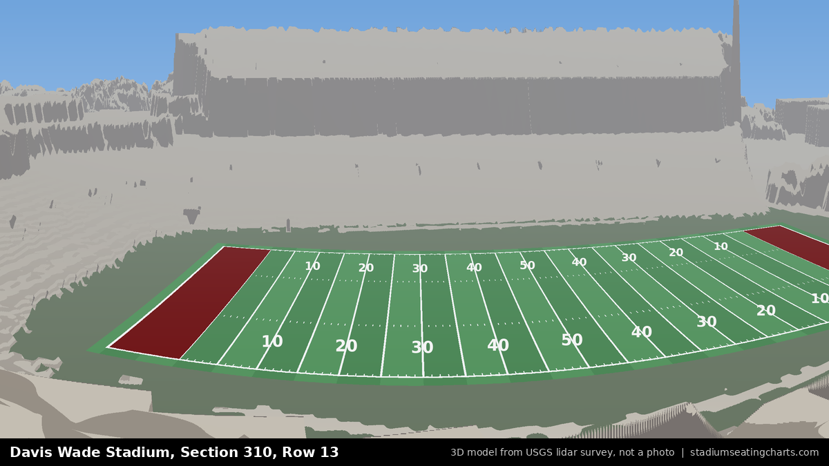 View from Davis Wade Stadium Section 310, Row 13, looking toward the field