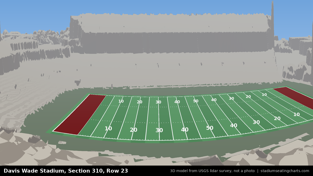 View from Davis Wade Stadium Section 310, Row 23, looking toward the field