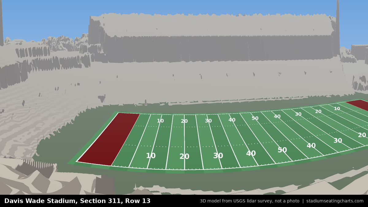 View from Davis Wade Stadium Section 311, Row 13, looking toward the field